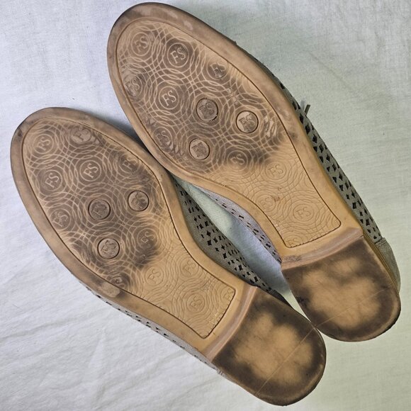 Franco Sarto Genuine Suede Leather Perforated Lace Up Oxford Shoes 8 Taupe - Picture 9 of 11